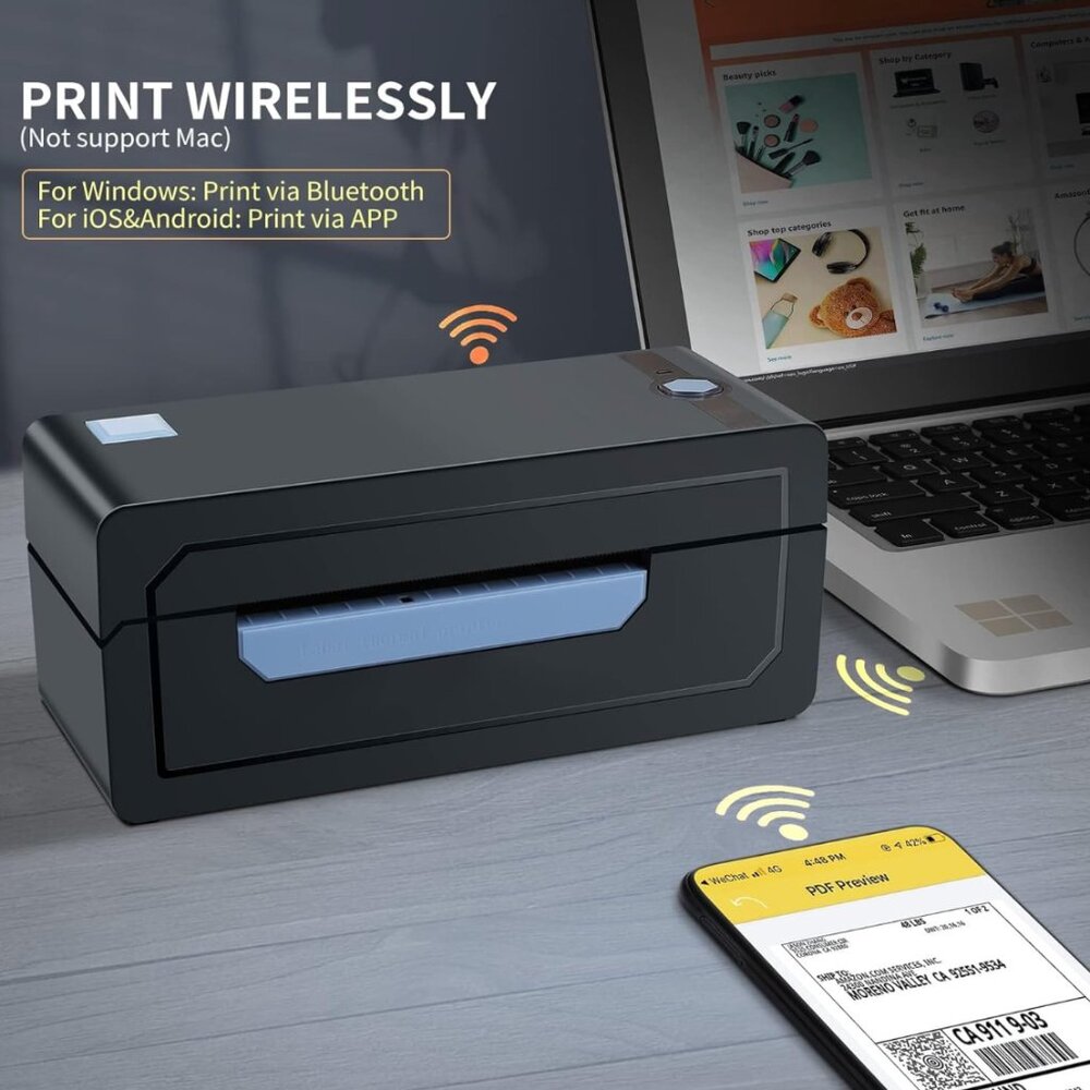 Bluetooth Printer Comes with Paper Holder